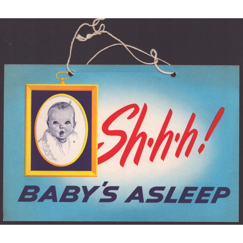 Vintage Gerber Baby Asleep Double Sided Cardboard Sign Door Hanger Advertising - Picture 1 of 2